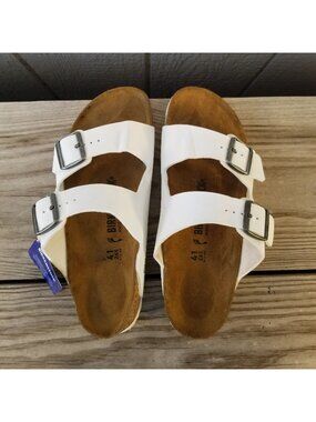 Birkenstock Arizona White Sandals Slide Womens 10 Leather